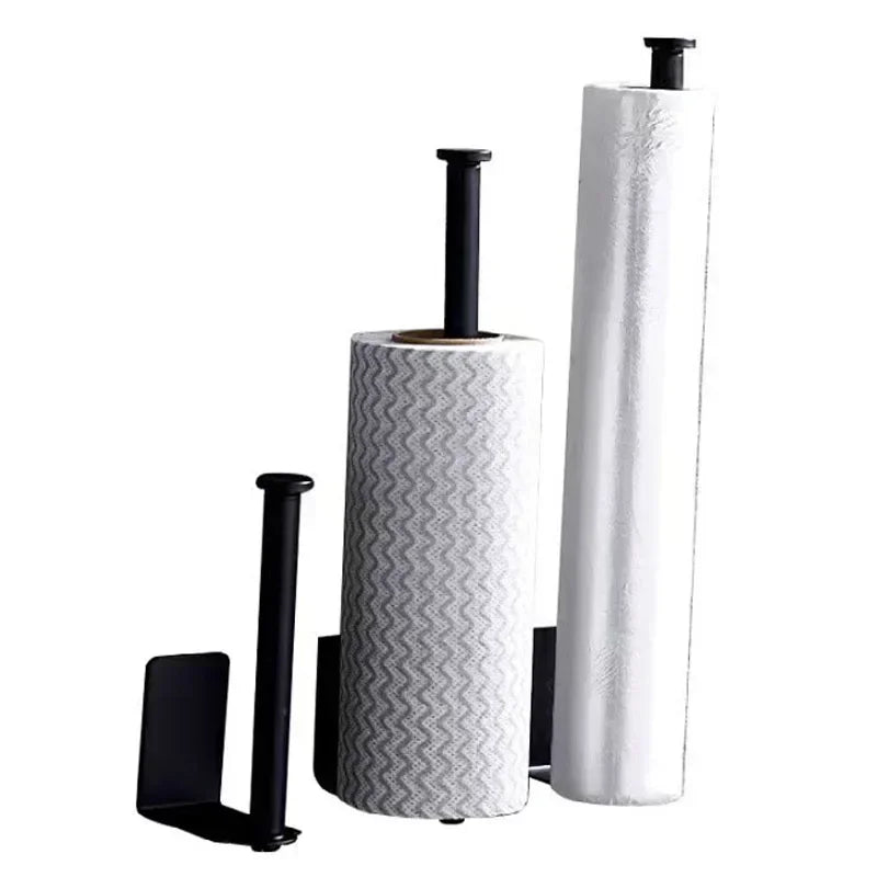 Stainless Steel Paper Towel Holder Self Adhesive Toilet Roll Paper Holder No Punching Kitchen Bathroom Lengthen Storage Rack
