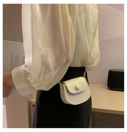 New Mini Shoulder Bag for Women Fashion Solid Color Chain Crossbody Bag Small Earphone Lipstick Storage Bag Handbags