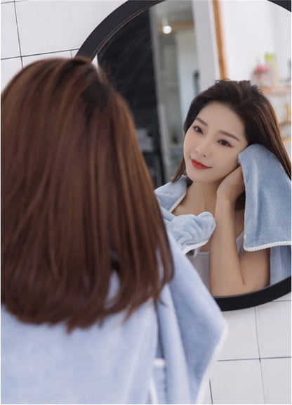 Women's Bathrobe Coral Velvet Bath Skirt Soft Absorbent Thickened with Edging Adult Women Chest Wrapped Wearable Bath Towel