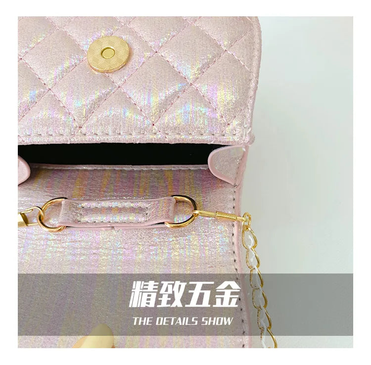 Sweet Cute Bow Children's Shoulder Bag Pearl Handle Baby Girls Small Crossbody Bags Lovely Princess Accessories Purse Handbags