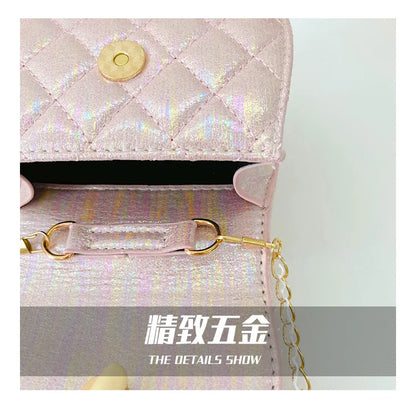 Sweet Cute Bow Children's Shoulder Bag Pearl Handle Baby Girls Small Crossbody Bags Lovely Princess Accessories Purse Handbags