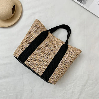 Summer Trend Straw Bags New Popular Hit Color Handbags for Women 2023 Designer Luxury Zipper Color Matching Tote Bag