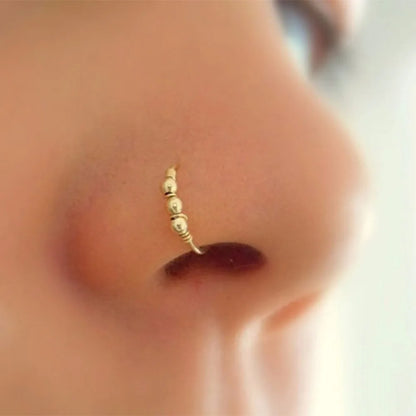 3Pcs/Set Retro Round Beads Nose Ring Earrings Nostril Hoop Body Piercing Jewelry 6mm/8mm/10mm