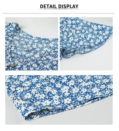 Summer hot-selling daily commuting floral dress fashionable slit skirt casual fashion loose V-neck short-sleeved skirt