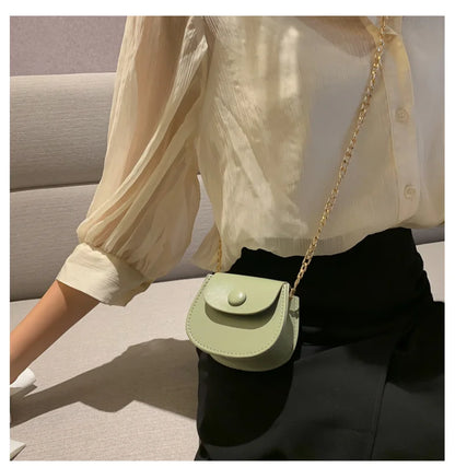 New Mini Shoulder Bag for Women Fashion Solid Color Chain Crossbody Bag Small Earphone Lipstick Storage Bag Handbags