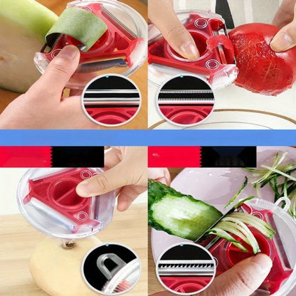 3 in 1 Utensili da cucina multifunzione per pelare frutta e verdura, utensile per tritare verdure, lama in acciaio inossidabile, facile da pulire e sostituire
