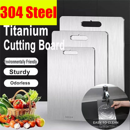Board Kitchen Titanium Cutting Boards For Stainless  304 Steel Thickened Double-Sided Food Grade Portable Fruit Meat Chopping