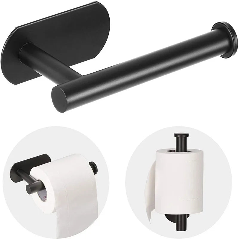 Stainless Steel Paper Towel Holder Self Adhesive Toilet Roll Paper Holder No Punching Kitchen Bathroom Lengthen Storage Rack