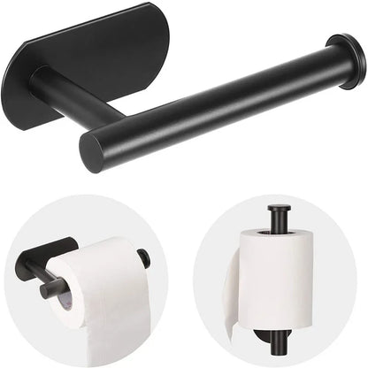 Stainless Steel Paper Towel Holder Self Adhesive Toilet Roll Paper Holder No Punching Kitchen Bathroom Lengthen Storage Rack