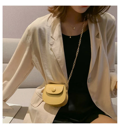 New Mini Shoulder Bag for Women Fashion Solid Color Chain Crossbody Bag Small Earphone Lipstick Storage Bag Handbags