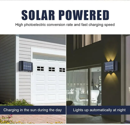 Solar Outdoor Wall Light 12 LED Waterproof Garden Light Courtyard Balustrade Decorative Atmosphere Lamp Down Luminous Solar Lamp
