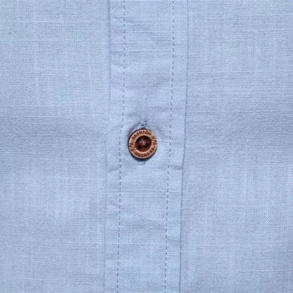 Spring and Summer New Fashion Business Shirt Men's Cotton and Linen Casual Day Fashion Solid Color Long-sleeved Shirt