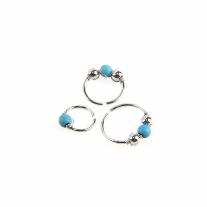 3Pcs/Set Retro Round Beads Nose Ring Earrings Nostril Hoop Body Piercing Jewelry 6mm/8mm/10mm