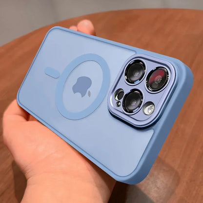 Magnetic Luxury Matte Translucent Armor Shockproof Case For iPhone 14 13 Pro Max For Magsafe Wireless Charge Cover