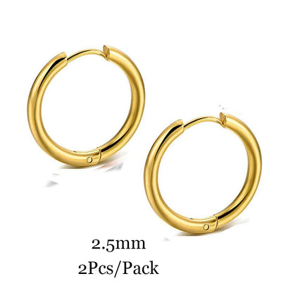 Minimalist Stainless Steel Huggie Hoop Earrings For Women Men Gold Color Tiny Round Circle Earring Punk Rock Statement Jewelry