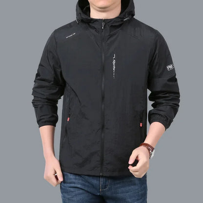 Giacca leggera ad asciugatura rapida da uomo, estiva, da campeggio e pesca, con protezione solare, ultraleggera, con cappuccio, casual, capispalla, cappotti in pelle