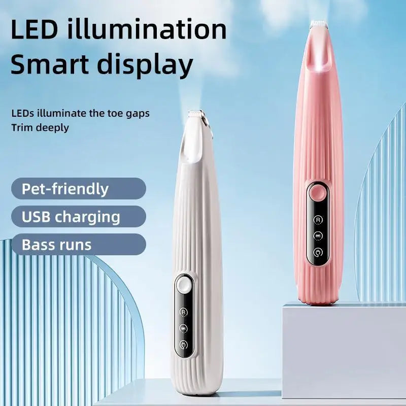 New Dog Paw Trimmer with Led Light Rechargeable Cordless Nail Grinder Shaver for Cats and Other Pets Hair Grooming Tools
