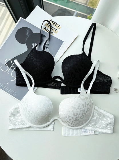 Women Invisible Deep U Lingerie Set Sexy Underwear Low Cut Push Up Open back Bra Intimates Female Bra Set Large size 90CD 95CD