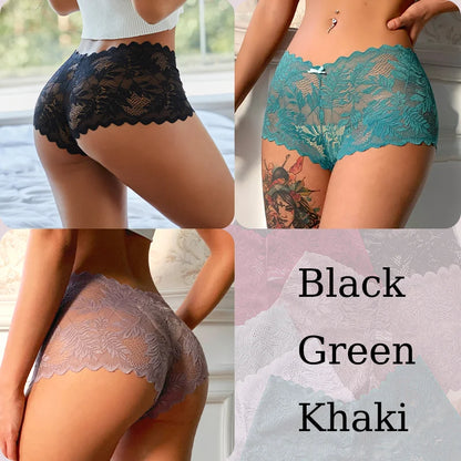 3PCS Sexy Floral Lace Panties Women Briefs Low Waist Soft Lingerie Comfortable Female Underwear Girls Intimates Panties S-XL
