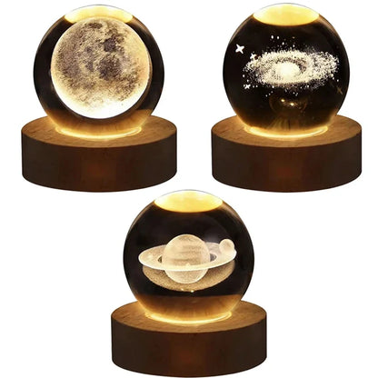 Unique 3D Crystal Ball Lamp with Galaxy and Planetary Projections USB Night Light for Cozy Atmosphere plasma ball