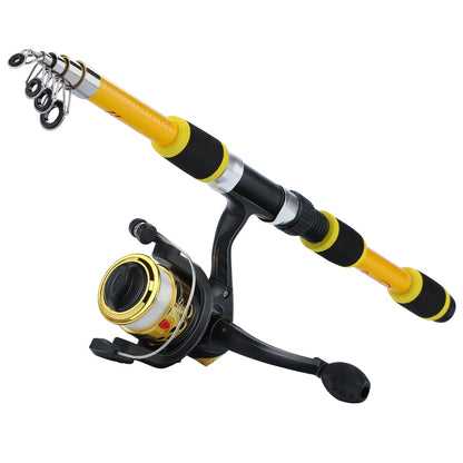 Sougayilang Spinning Fishing Rod and Reel Combo1.8M Telescopic Rod with 5.2:1 3BB Fishign Reel Max Drag 5kg Full Fishing Kit