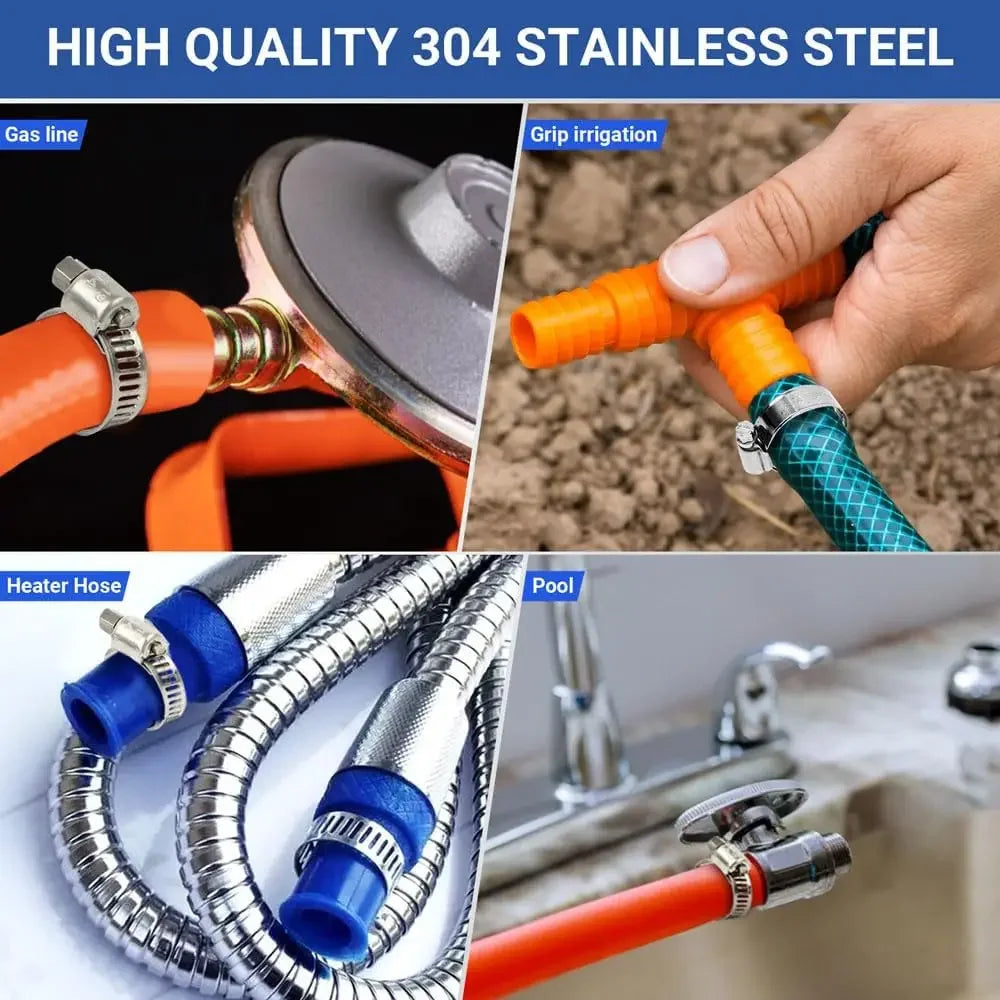 Abrazadera de tubo de combustible para automóvil ajustable, abrazadera de manguera de acero inoxidable con tornillo sin fin, alicates, herramientas para grifos, tuberías de agua y sujetadores.