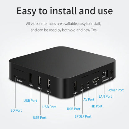 Android 12 Smart TV Box RK3228A Quad Core 2.4G&5G Dual WiF Home Video Player 4K HD Video Media Player RAM 1GB ROM 8GB
