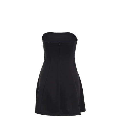 Sleeveless Sexy Tube Top Mini Dresses Solid Patchwork High Waist Summer Fashion Female Bodycon Plunge Vacation Strapless Dress