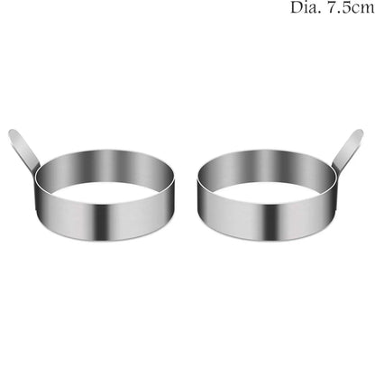 2Pcs Thickened 304 Stainless Steel Round Fried Eggs Mold with Handle Pancake Forming Mould Omelet Rings Kitchen Cooking Tools