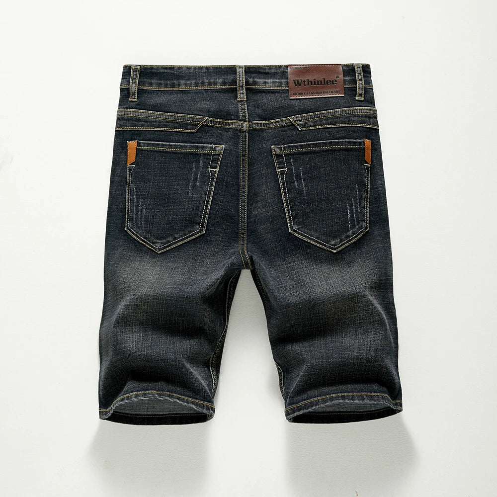 Summer Shorts Jeans Men Denim Pants Stretch Dark Blue Fashion Design Men's Jeans Slim Straight Male Short Jeans Hombre