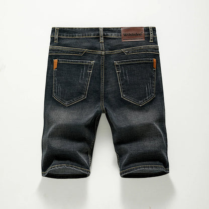 Summer Shorts Jeans Men Denim Pants Stretch Dark Blue Fashion Design Men's Jeans Slim Straight Male Short Jeans Hombre