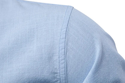 Spring and Summer New Fashion Business Shirt Men's Cotton and Linen Casual Day Fashion Solid Color Long-sleeved Shirt