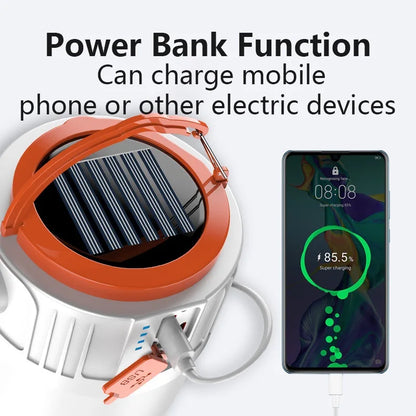 Solar Camping Light Portable Power Bank LED 6 Gears Rechargeable Remote Flashlight Outdoor BBQ Tents Hanging Emergency Lantern