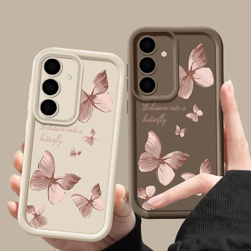 Gold Butterfly Soft TPU Case For Samsung Galaxy S21 S22 Ultra Plus