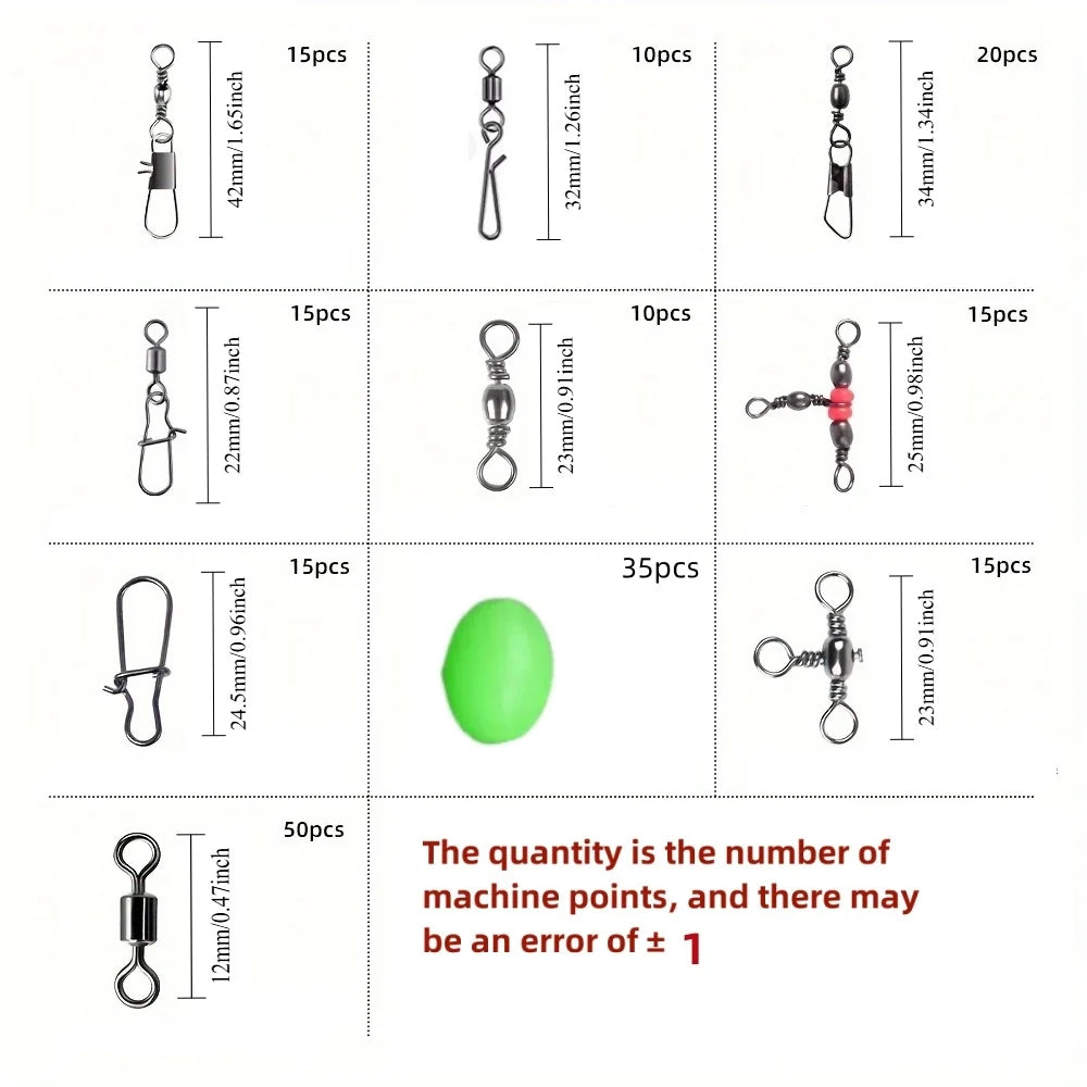 A box contains 200 fishing gear adapter kits, including barrel adapters and connectors, fishing beads