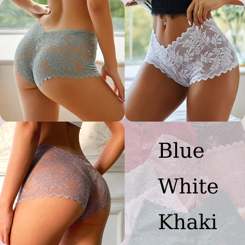 3PCS Sexy Floral Lace Panties Women Briefs Low Waist Soft Lingerie Comfortable Female Underwear Girls Intimates Panties S-XL