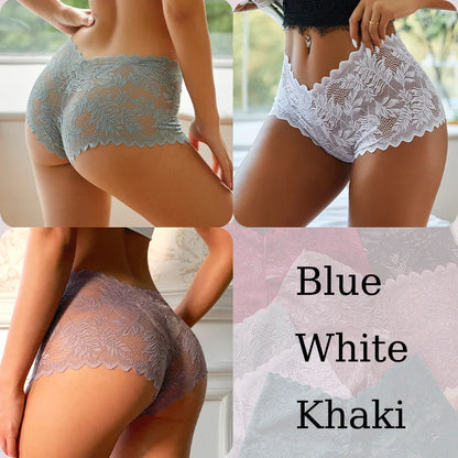 3PCS Sexy Floral Lace Panties Women Briefs Low Waist Soft Lingerie Comfortable Female Underwear Girls Intimates Panties S-XL