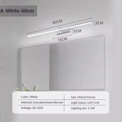 LED Wall Lamp 40/80/100cm Modern Mirror Decor Lighting Long Strip Light For Bathroom Washroom Kitchen Indoor Luminaire Lustre