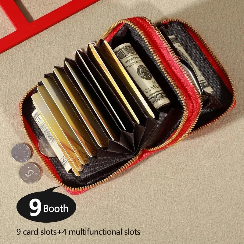 Women's Short Wallet with Transparent Closure. Litchi Pattern. Monaiea Multi Card Slot Wallet, Large Capacity, Fashionable