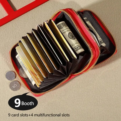 Women's Short Wallet with Transparent Closure. Litchi Pattern. Monaiea Multi Card Slot Wallet, Large Capacity, Fashionable