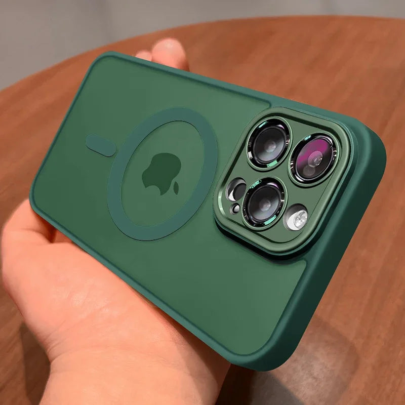 Magnetic Luxury Matte Translucent Armor Shockproof Case For iPhone 16 15 Pro Max For Magsafe Wireless Charge Cover
