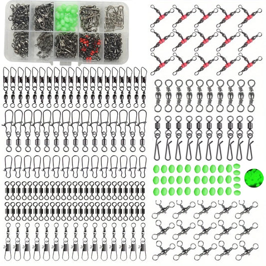 A box contains 200 fishing gear adapter kits, including barrel adapters and connectors, fishing beads