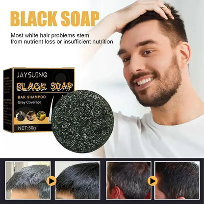 Polygonum Multiflorum Black Hair Soap Darkening Shampoo Bar Repair Gray White Hair Color Dye Face Hair Body Shampoo