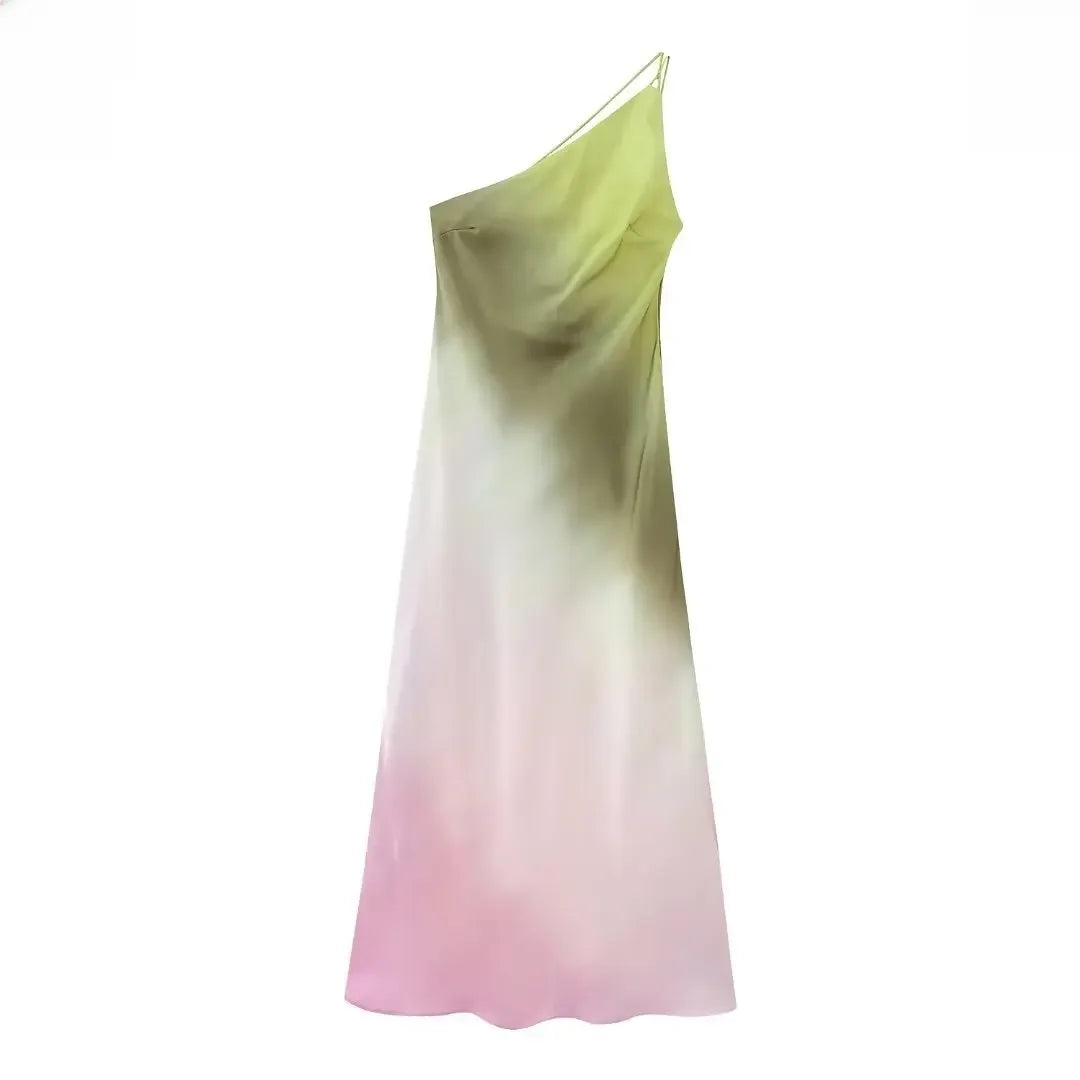 2023 Summer Women's Clothing New Tie-dye Asymmetric Dress Sleeveless Other Style Lightweight Casual Printed Dresses