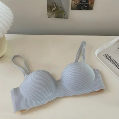 Fashion Seamless Half Cup Cloud Nude Underwear Women  Small Breast Gathering Support Anti-Sagging Soft Wireless Bra