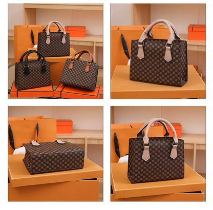 Fashion Square Small Top-handle Bags Casual Tote Pu Leather Plaid Crossbody Shoulder Bag Women Handbags For Daily Used And Gift