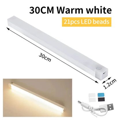 Motion Sensor LED Cabinet Light Rechargeable Induction Night Light Wireless Portable Detector Lamp Kitchen Staircase Backlight