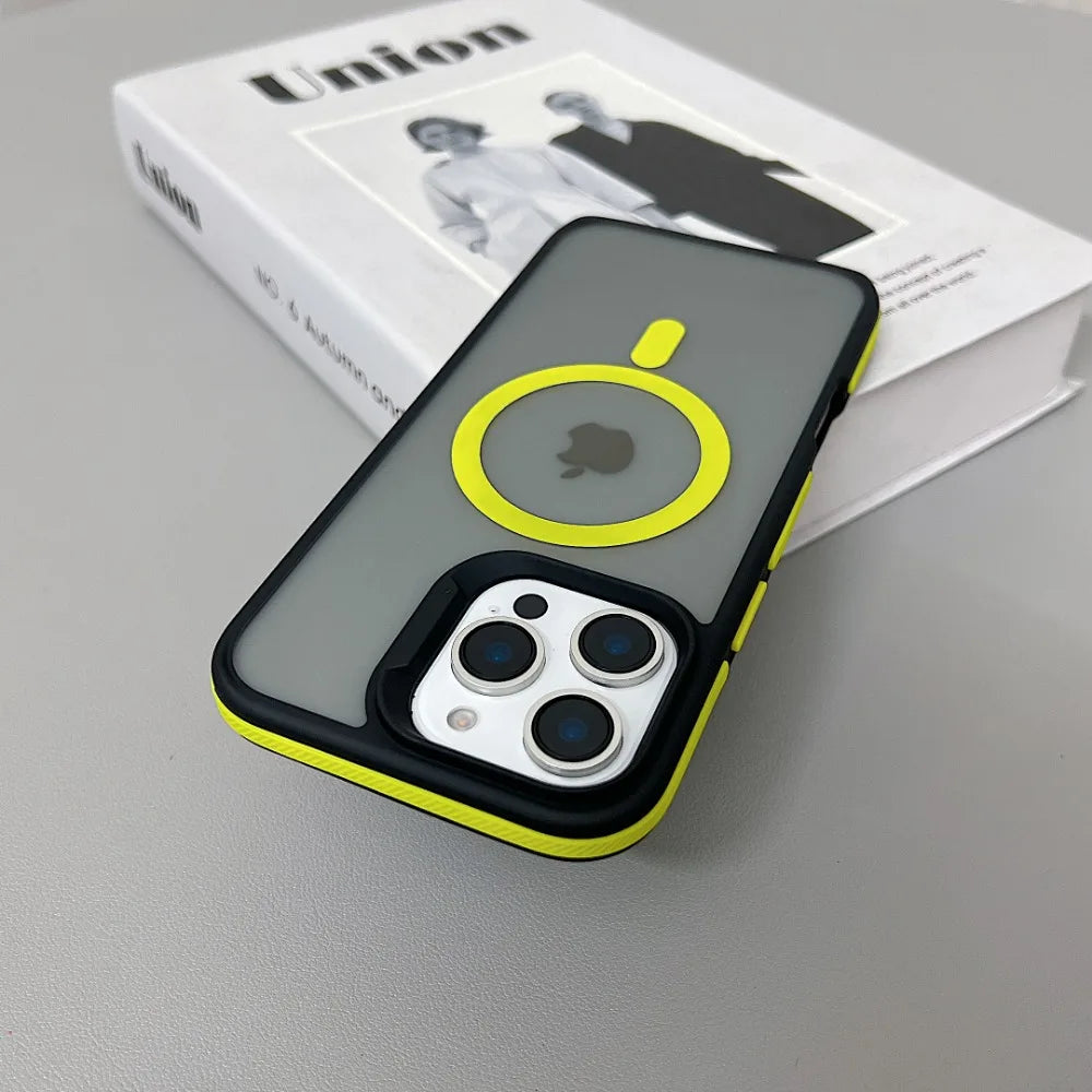 Luxury Magnetic Color Matte Translucent Armor Shockproof Case For iPhone 11 12 ProMax Magsafe Wireless Charge Cover