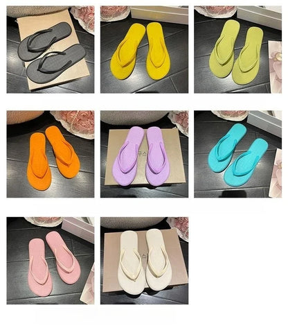 Beach Sandals Summer Flip Flops for Women Slippers Cute Candy Color Indoor Flat Shoes Men Beach Slippers Non-slip Soft Sole