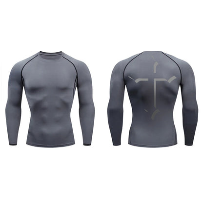 2025Cross Print Compression Shirt for Men Christian Sporty Quick Dry Tshirt Tees Tops Gym Workout Fitness Undershirts Baselayers